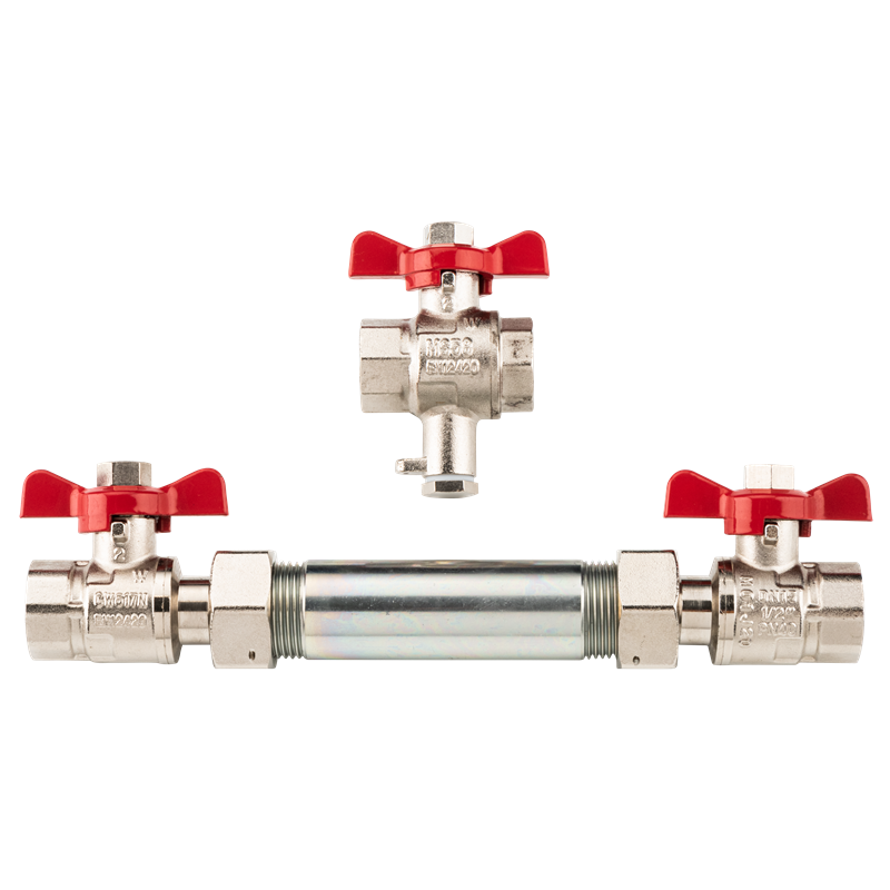 Einbausatz für Kompaktwärmezähler, z. B. WingStar C3 und Ultramess C3 mit Kugelhähnen